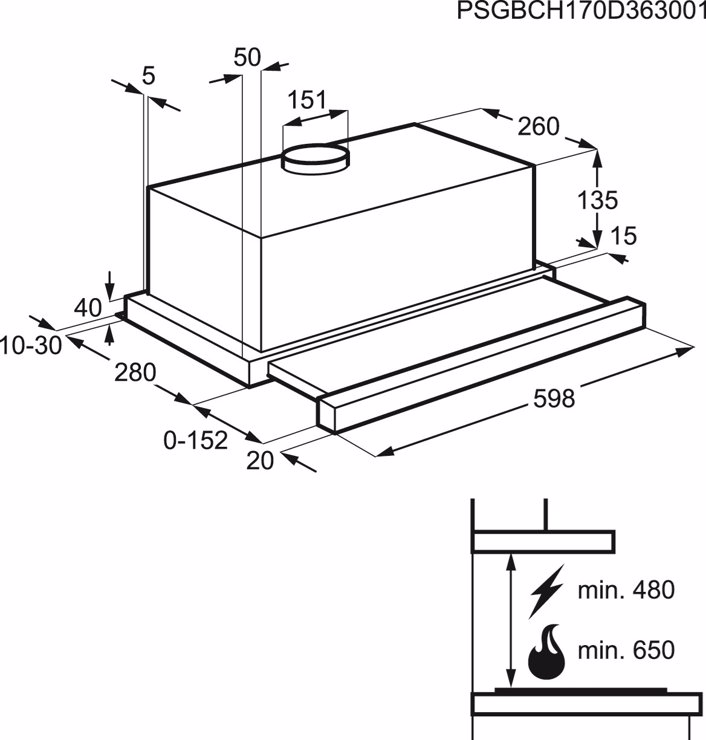 Hota Electrolux EFP6500X - instalare
