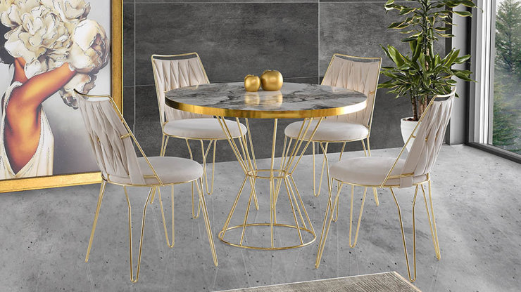 Masa Pota + Scaune Lady LOG 05 (Bej)